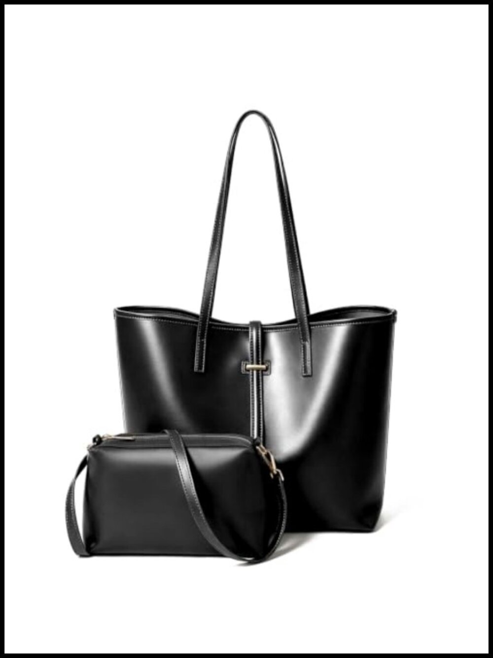 Genuine Leather Tote Bag & Crossbody Set Women